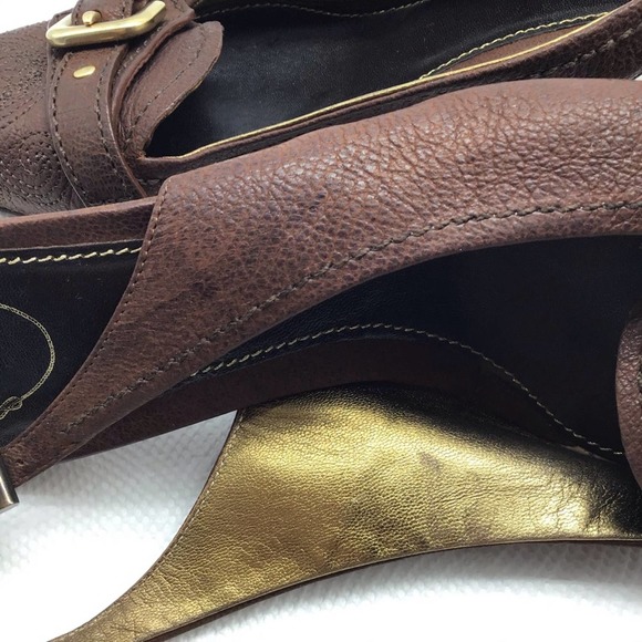 PRADA brown leather low heel strap pumps women’s size 39.5 - Picture 16 of 16